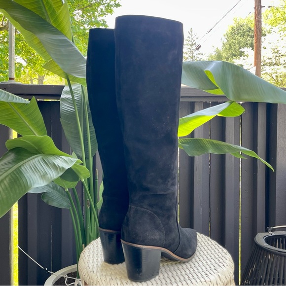 Cole Haan Knee High Boot - Black Suede with Block Heel - Picture 4 of 10